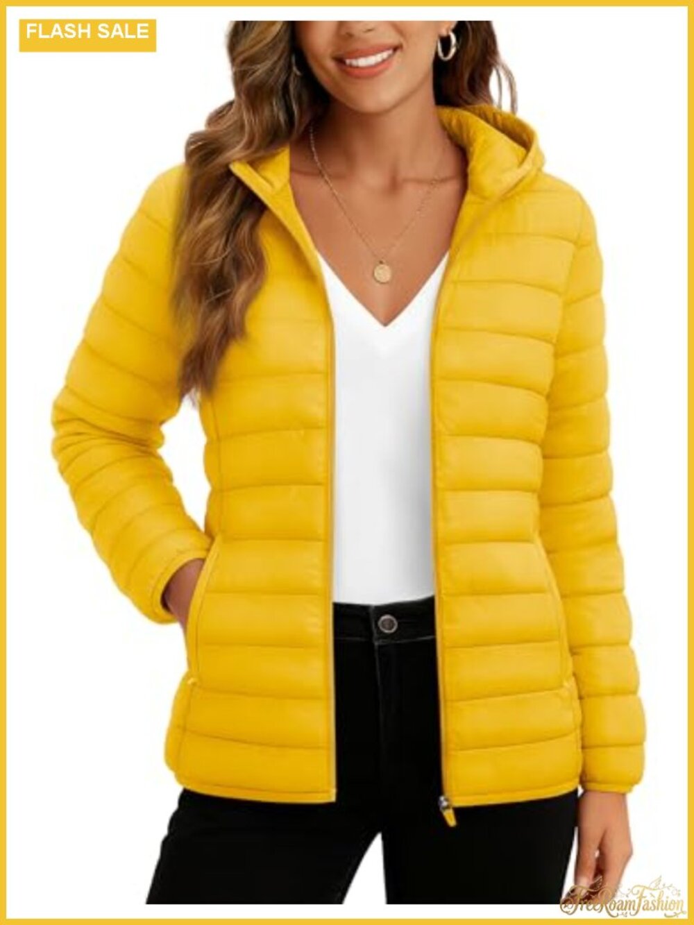 Women's Lightweight Quilted Puffer Jacket Hooded Zip Padded Coat